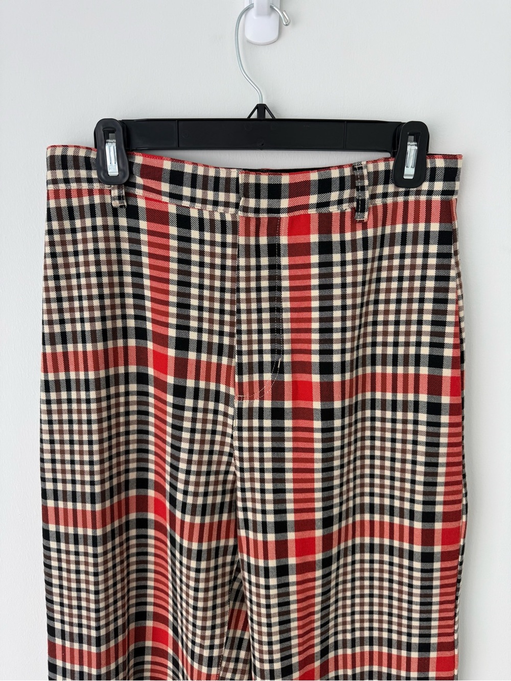 Free People Jules plaid  Wide-Leg Pants in Beige & Red - Picture 5 of 8